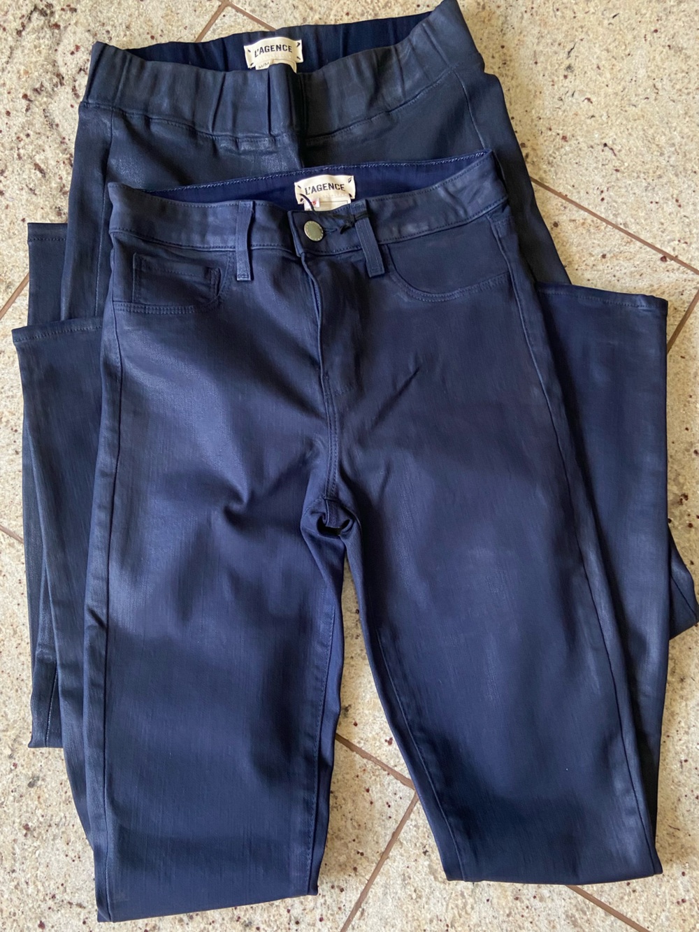 bundle of 2 L'AGENCE Dark Navy Coated Skinny Jeans